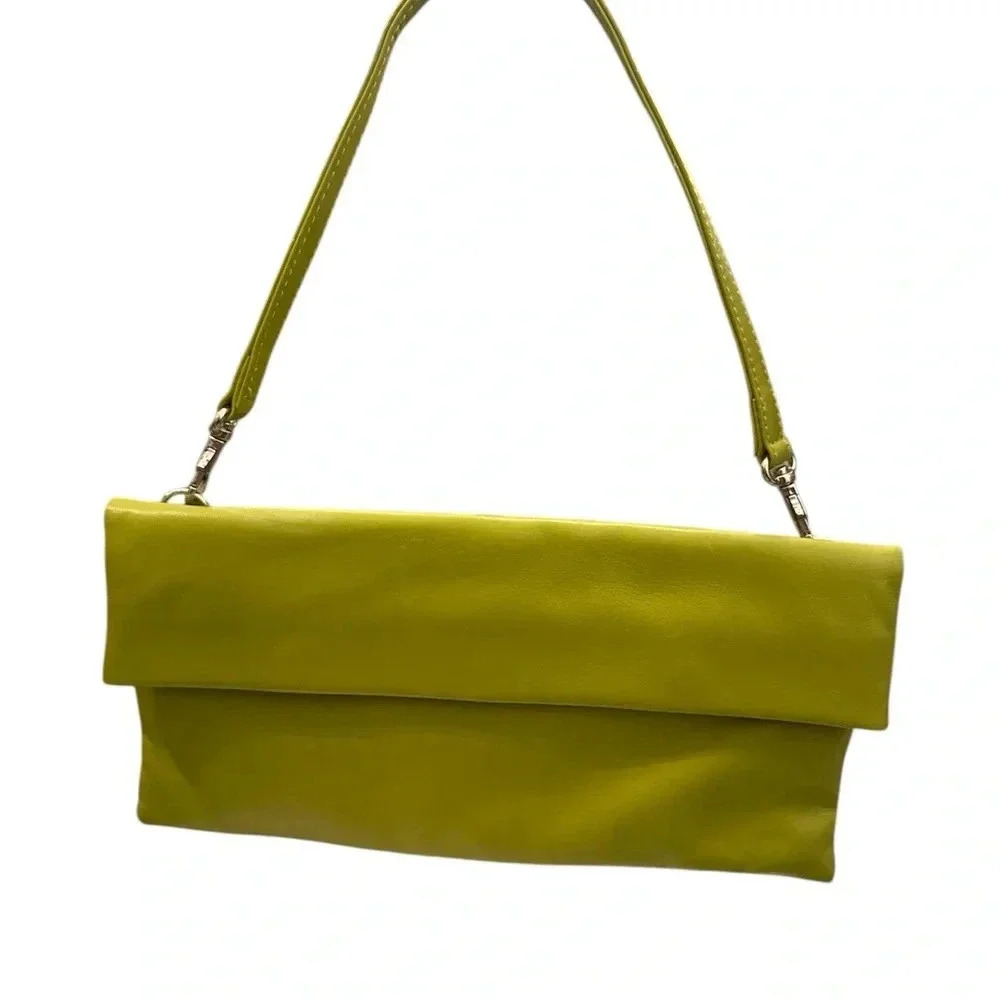 ili Lime Green Leather Clutch Shoulder Bag